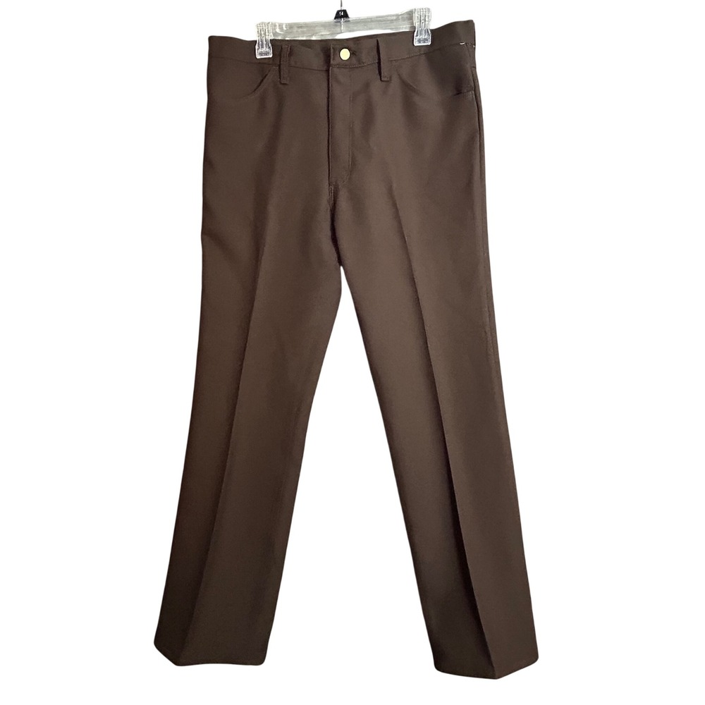 Wrangler 82BN Mens Brown Polyester Dress Slacks Straight Leg Pants 36x32